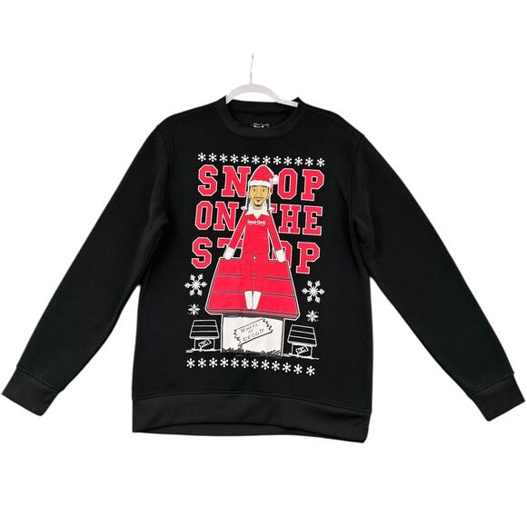 Dogg Supply Black Graphic Print Snoop On The Stoop Snowflakes Sweatshirt Small - Picture 1 of 8